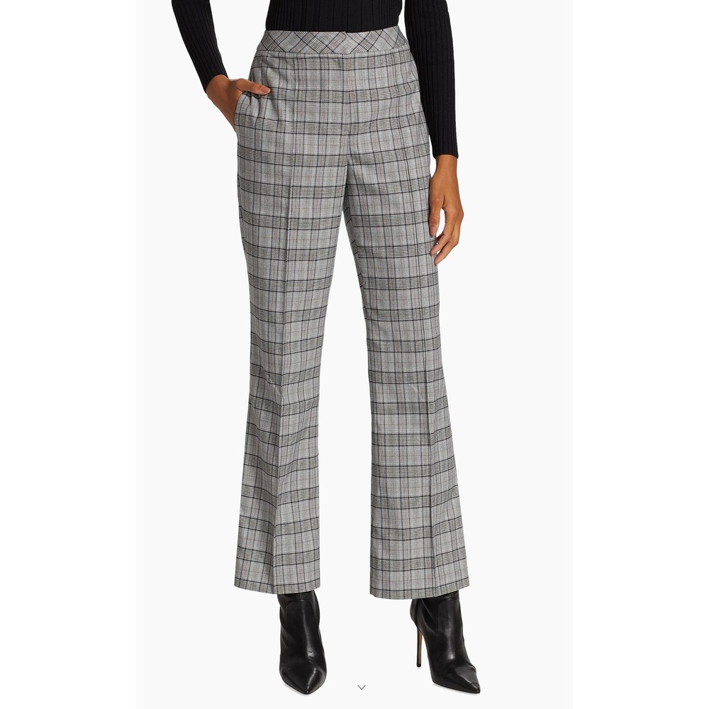 Nwt ELIE TAHARI Grayson Plaid Suit Pants Flare Trouser Sz 8 Gray Corpcore Office